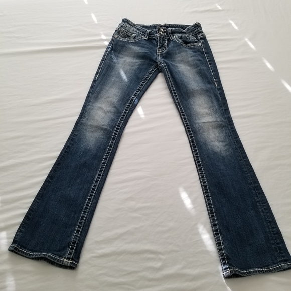 Vigoss Women Jeans Chelsea Slim Boot Embroidery Pockets Size 1/2 - Picture 3 of 16